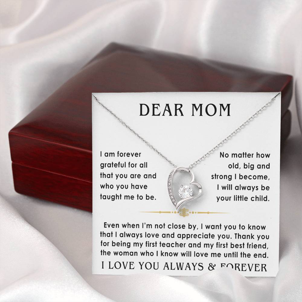 dear mom necklace from son, daughter white version