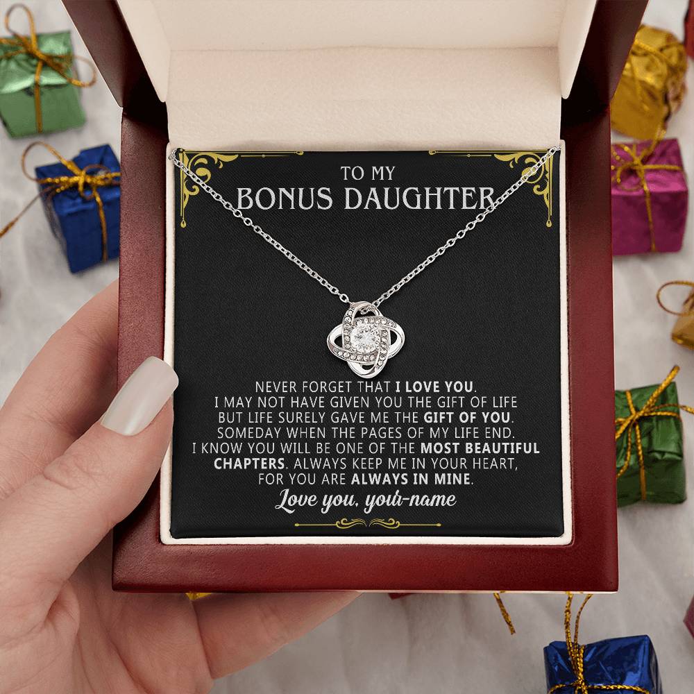 to my bonus daughter necklace love knot custom