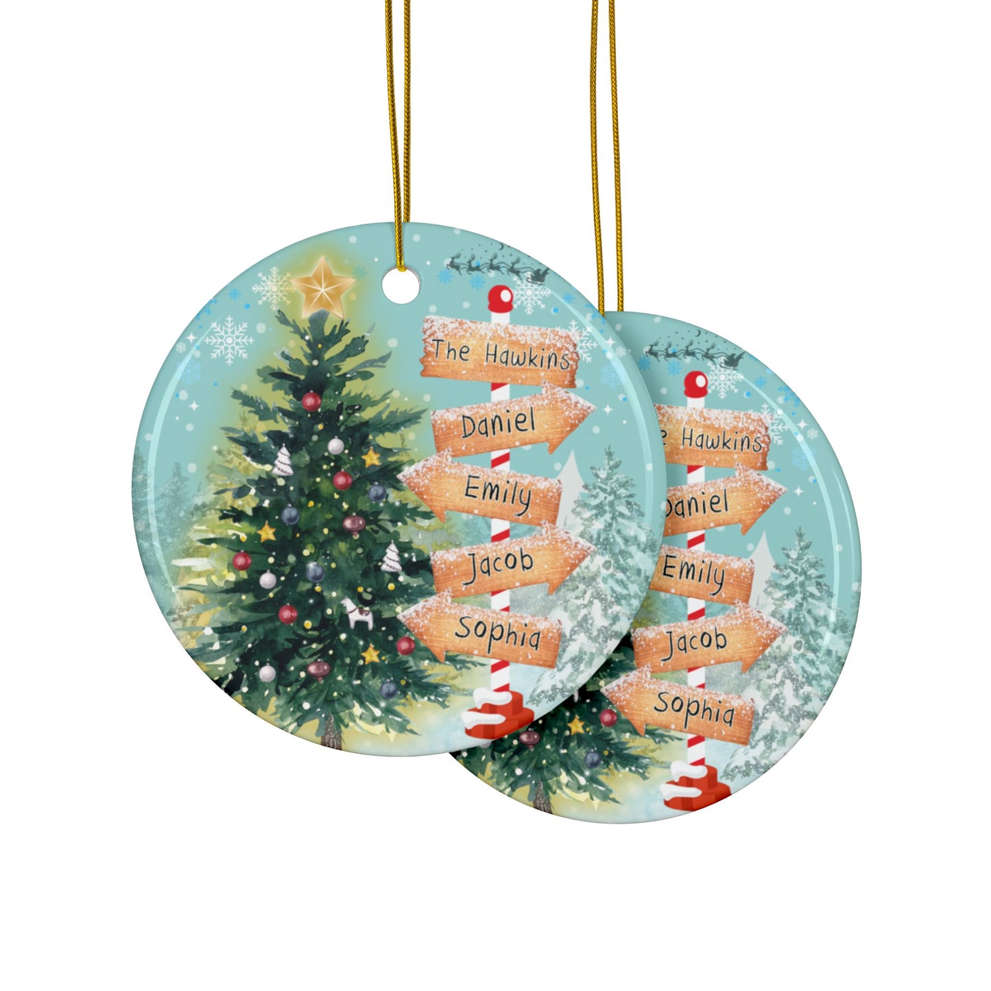 Ceramic Ornaments, 2-Side Print, (1pc, 3pcs, 5pcs, 10pcs)
