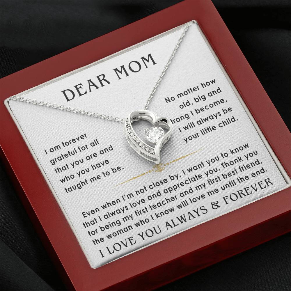 dear mom necklace from son, daughter white version
