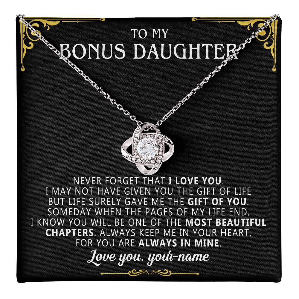 to my bonus daughter necklace love knot custom