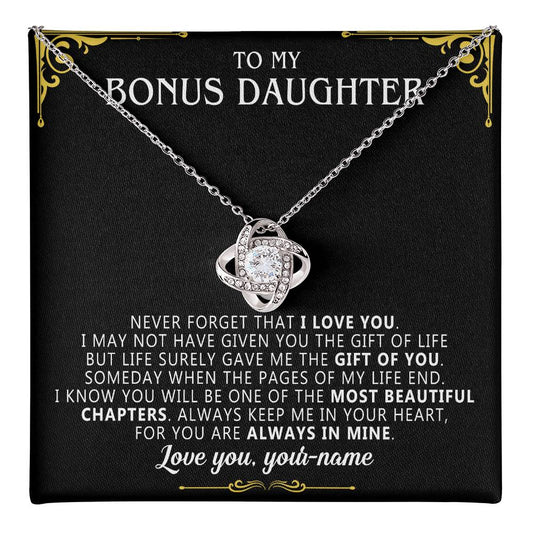to my bonus daughter necklace love knot custom