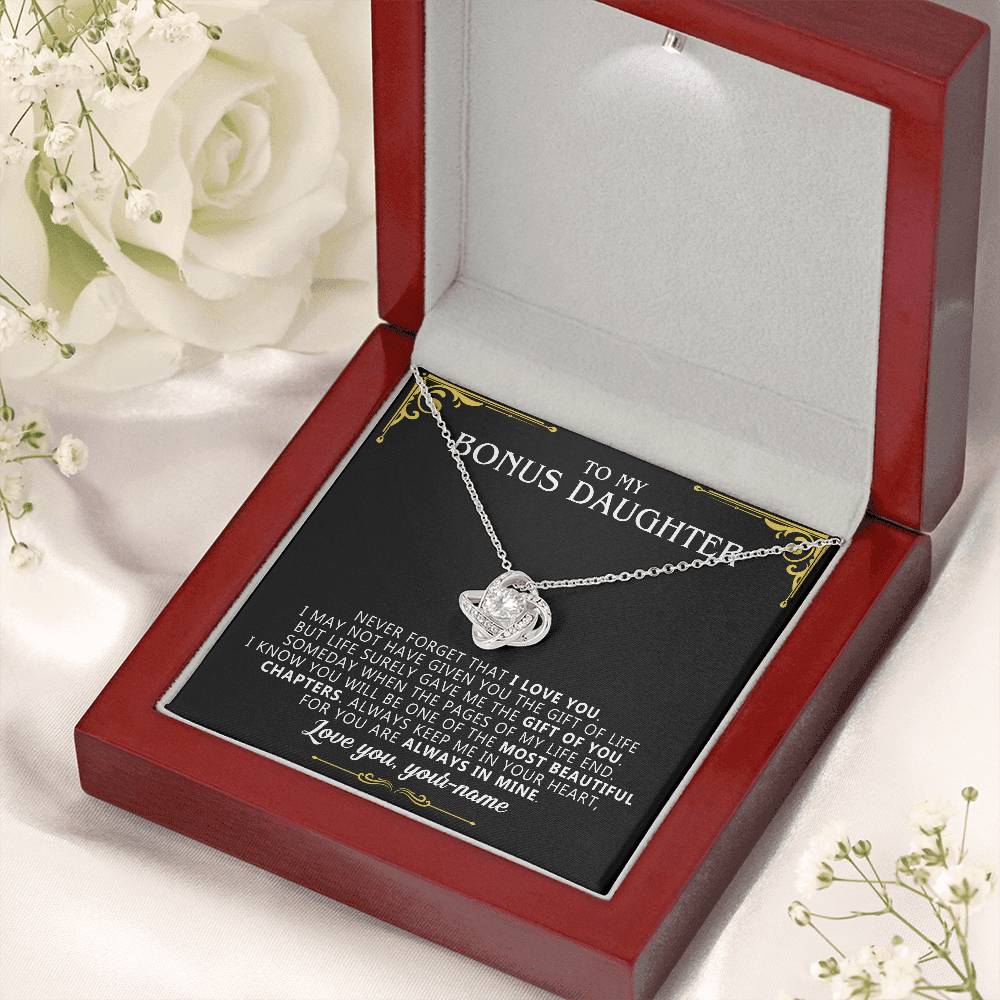 to my bonus daughter necklace love knot custom