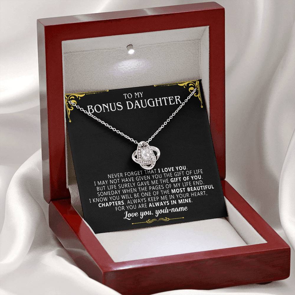 to my bonus daughter necklace love knot custom