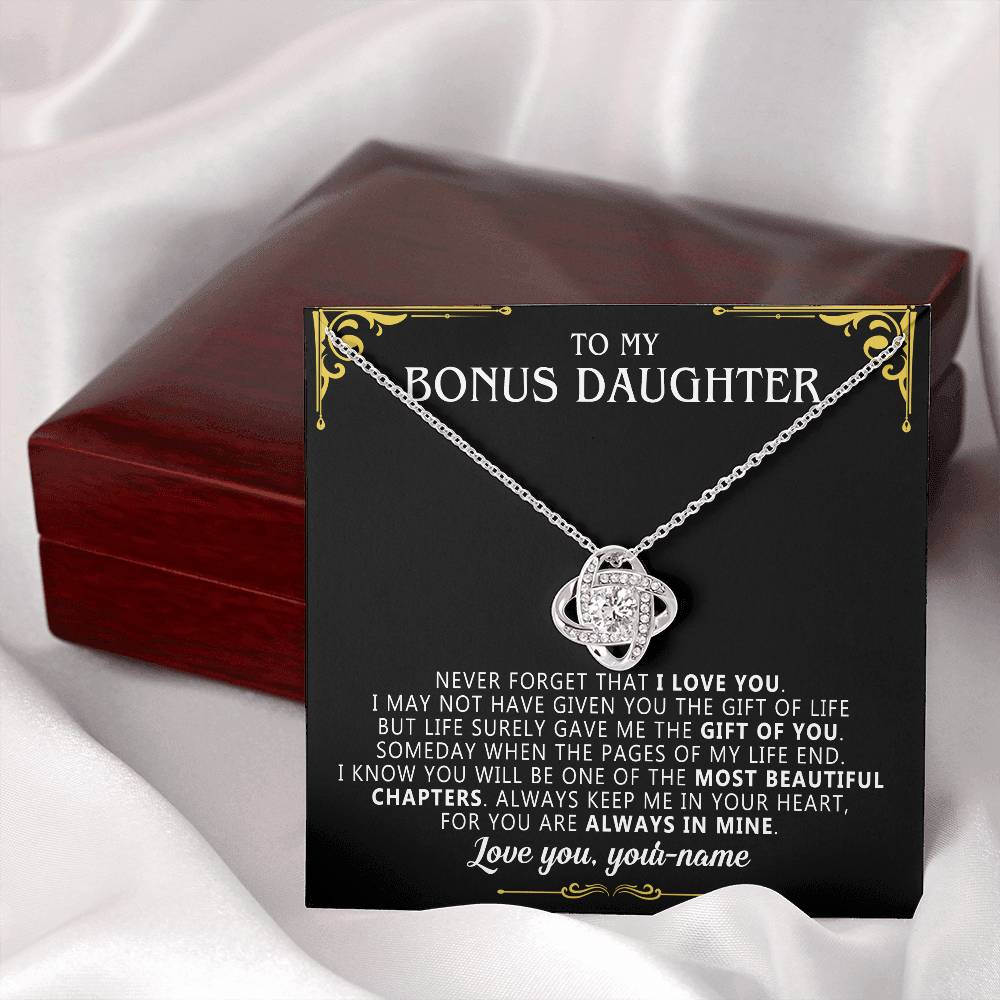 to my bonus daughter necklace love knot custom