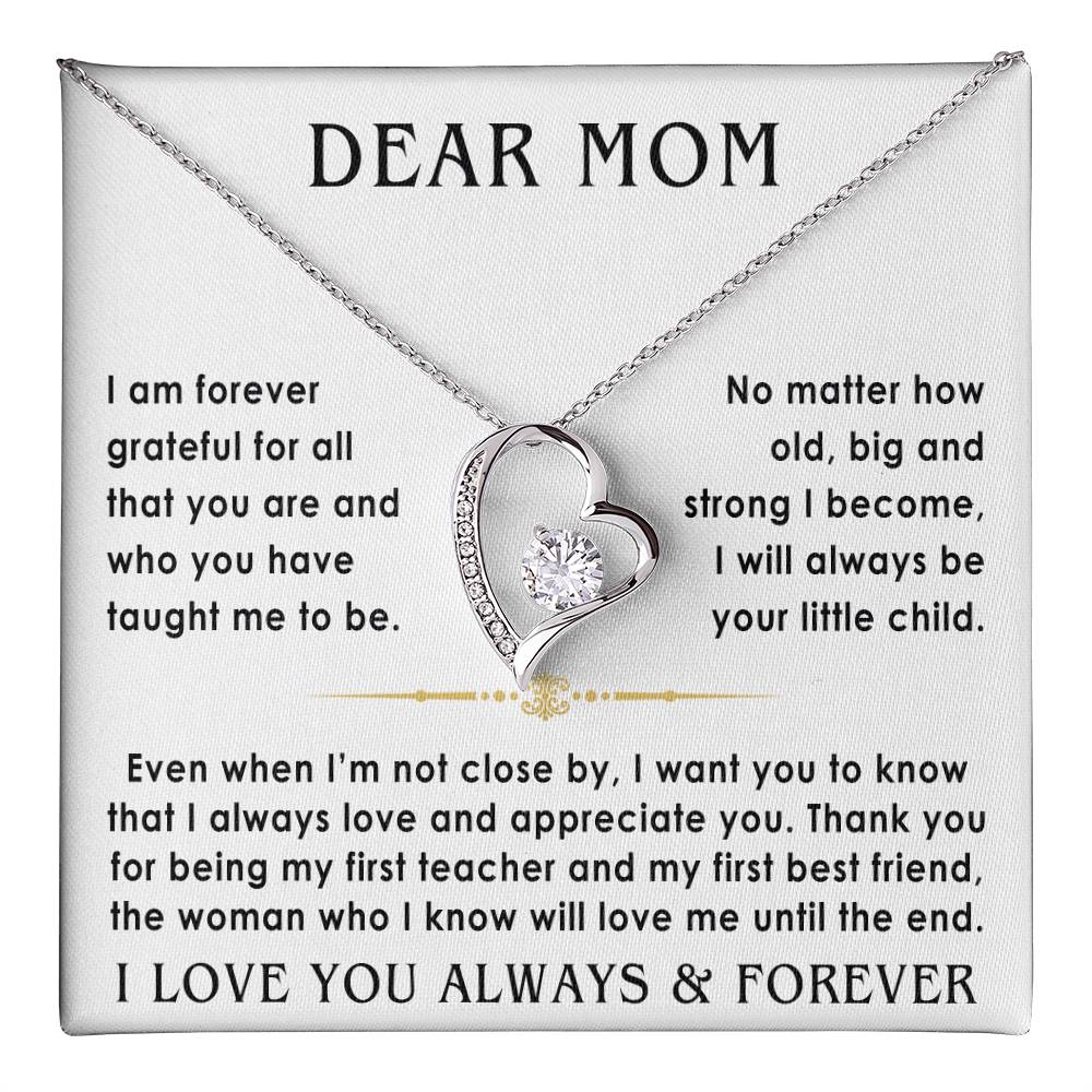 dear mom necklace from son, daughter white version