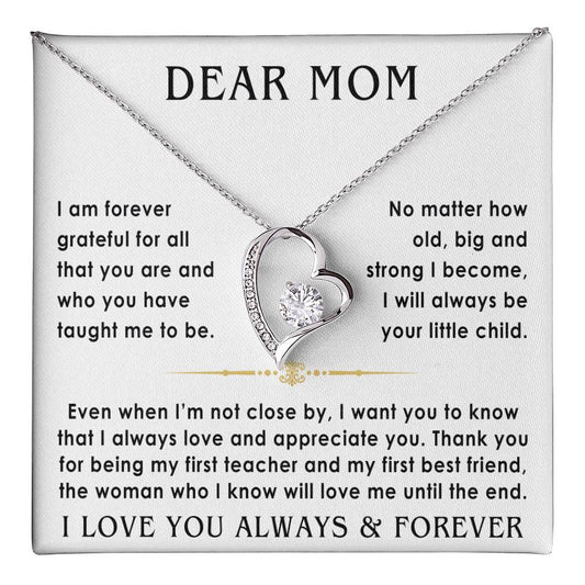 dear mom necklace from son, daughter white version