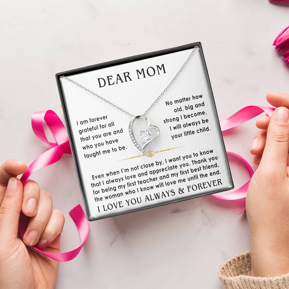 dear mom necklace from son, daughter white version