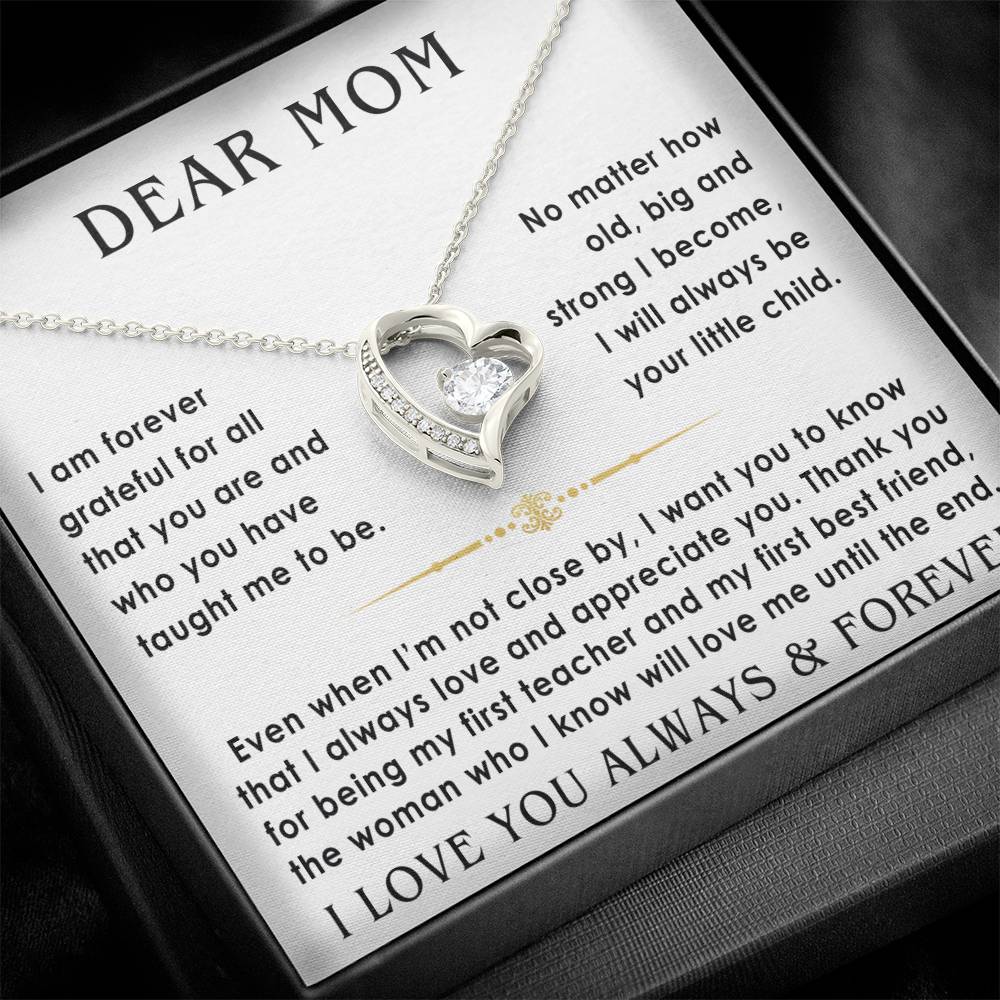 dear mom necklace from son, daughter white version
