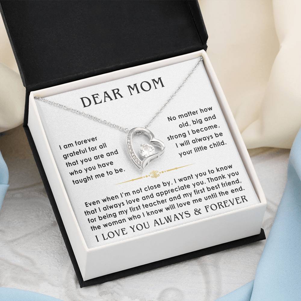 dear mom necklace from son, daughter white version